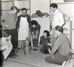 Pan Casson posing in the first CPA shop in Lowndes Court