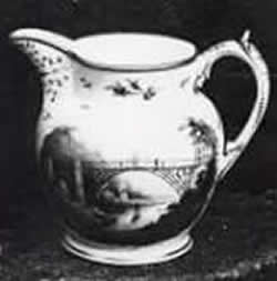 Coalport hand-painted jug showing the Ironbridge; after 1779