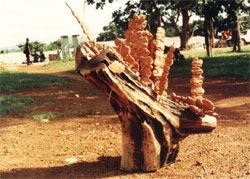 Suyascape I, 2001, terracotta, metal and wood.
