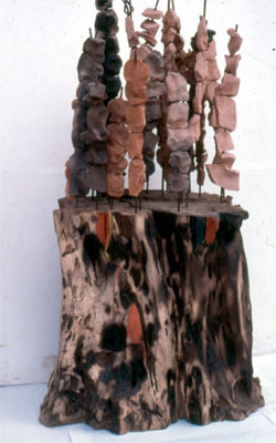 Suyascape III, 2003, terracotta, metal, wood and acrylics.