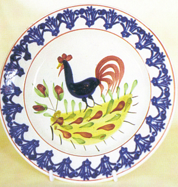 Fig 2. Cockerel plate, 23cm. Carmarthen Museum Abergwili