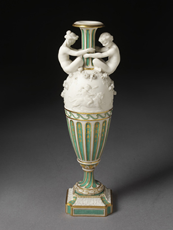 Fig 9. Vase Clodion, ca. 1857, gilded and grounded Parian porcelain